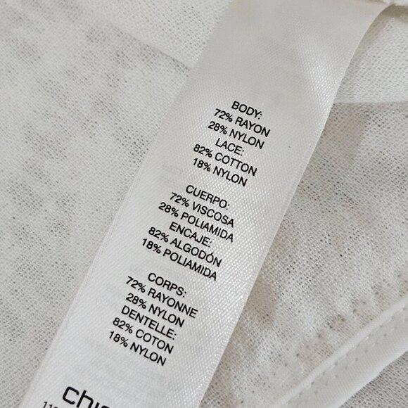 Chico's Linen Crocheted Lace Mix Vest, Zipper Pockets Size 1 Medium 8/10 White - Picture 6 of 8